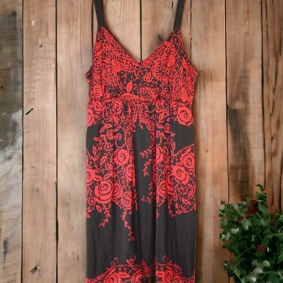 Apt. 9 Smocked Back Wide Strap Cocktail Dress, Rose Pattern - Size Small NEW! - Picture 1 of 10